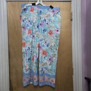 Tolani Collection Floral Light Blue Wide-Leg Pants